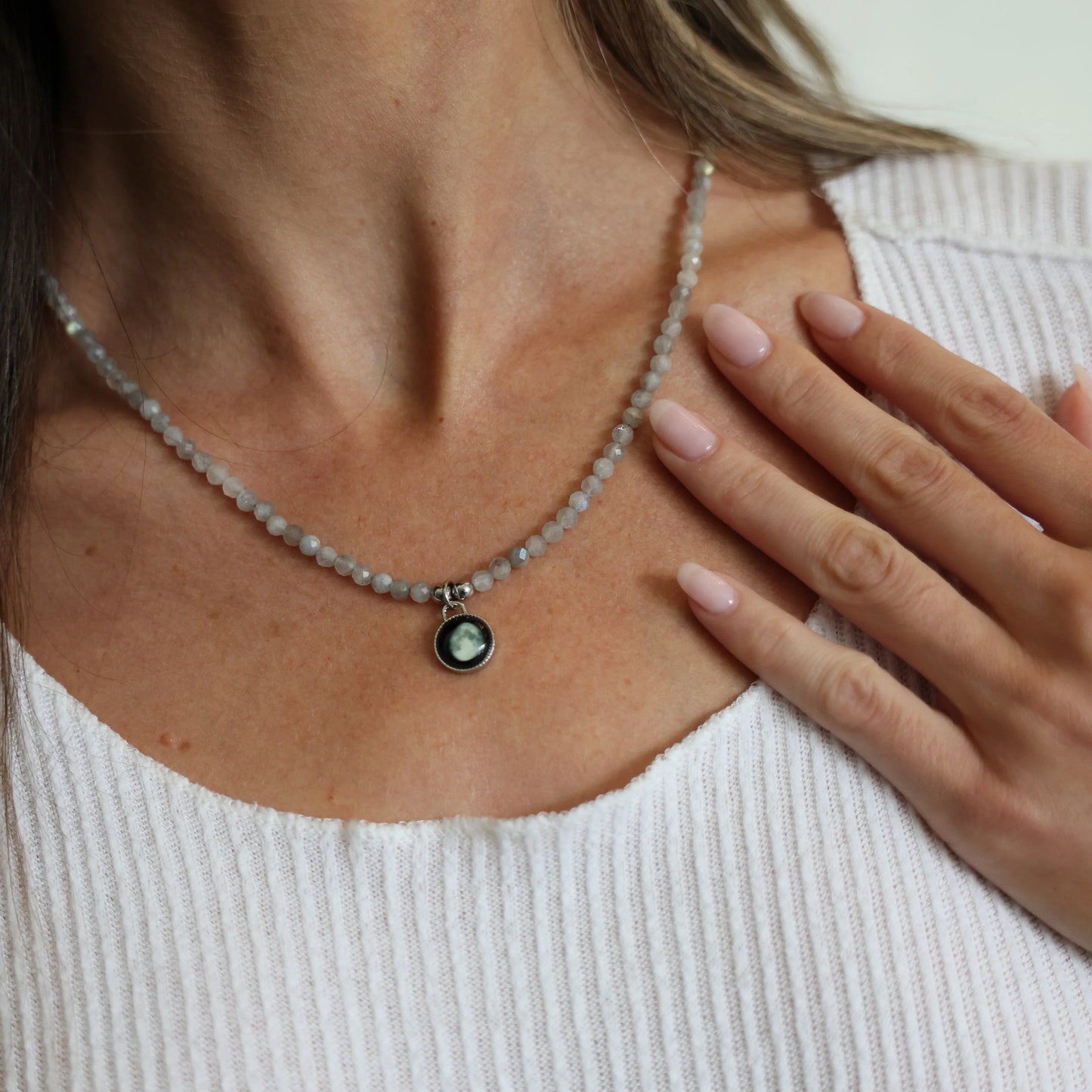 Bhavana Crystal Necklace | Gray Agate