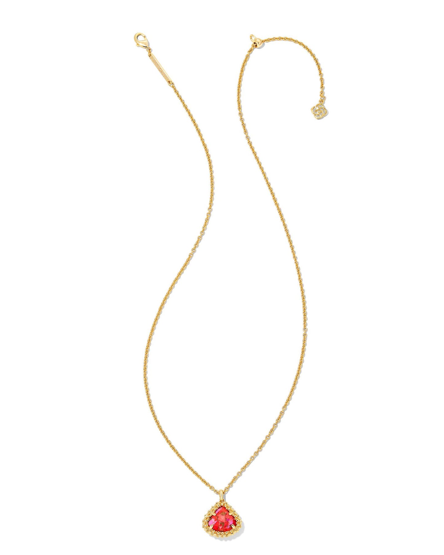 Framed Kendall Necklace | Gold Bronze Veined Red Fuchsia