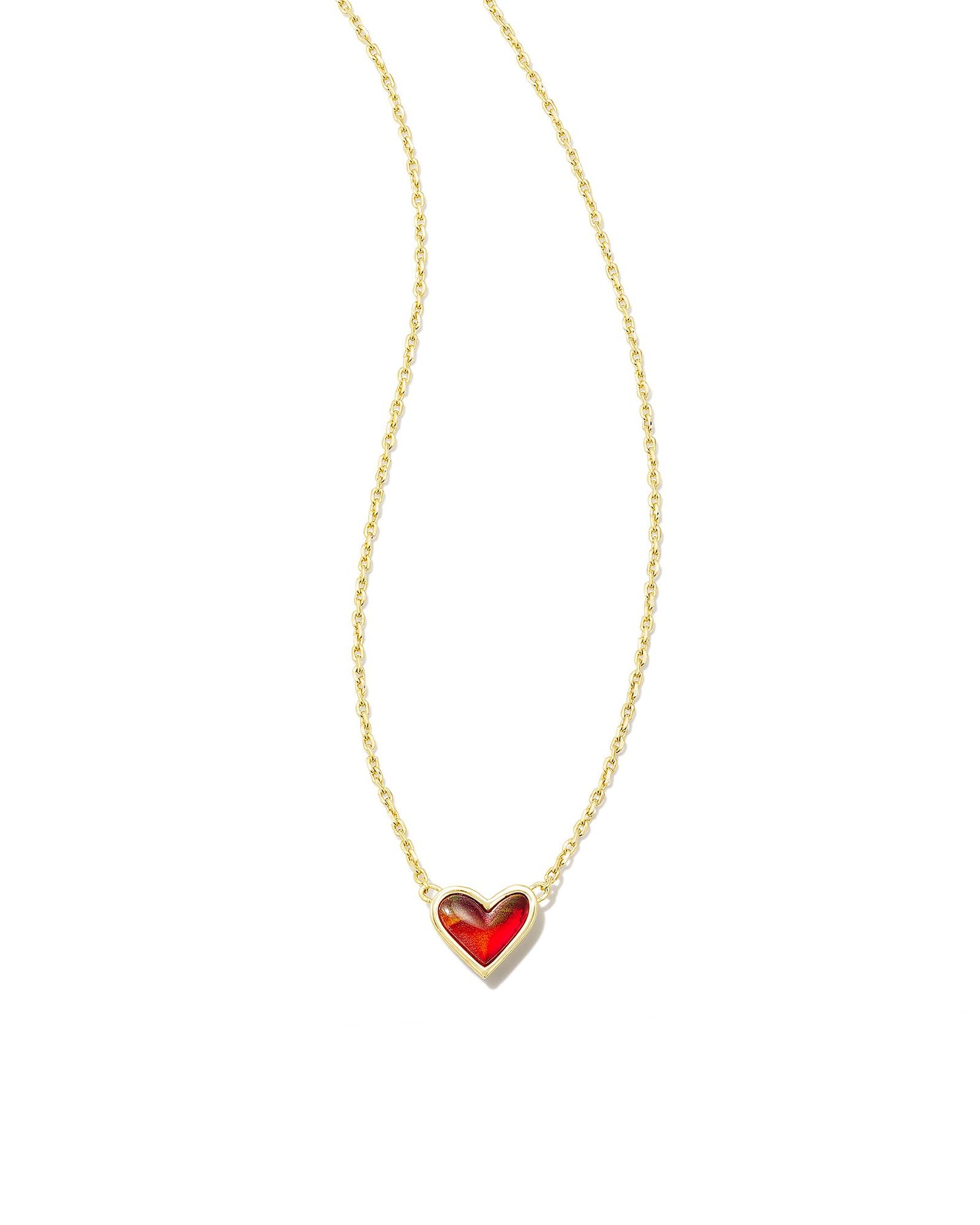 Framed Ari Heart Necklace | Red Opalescent Resin
