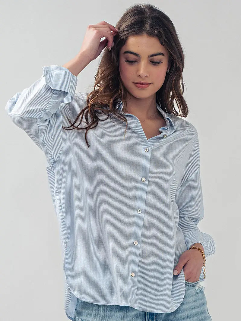 Lightweight Pinstripe Button Down Shirt