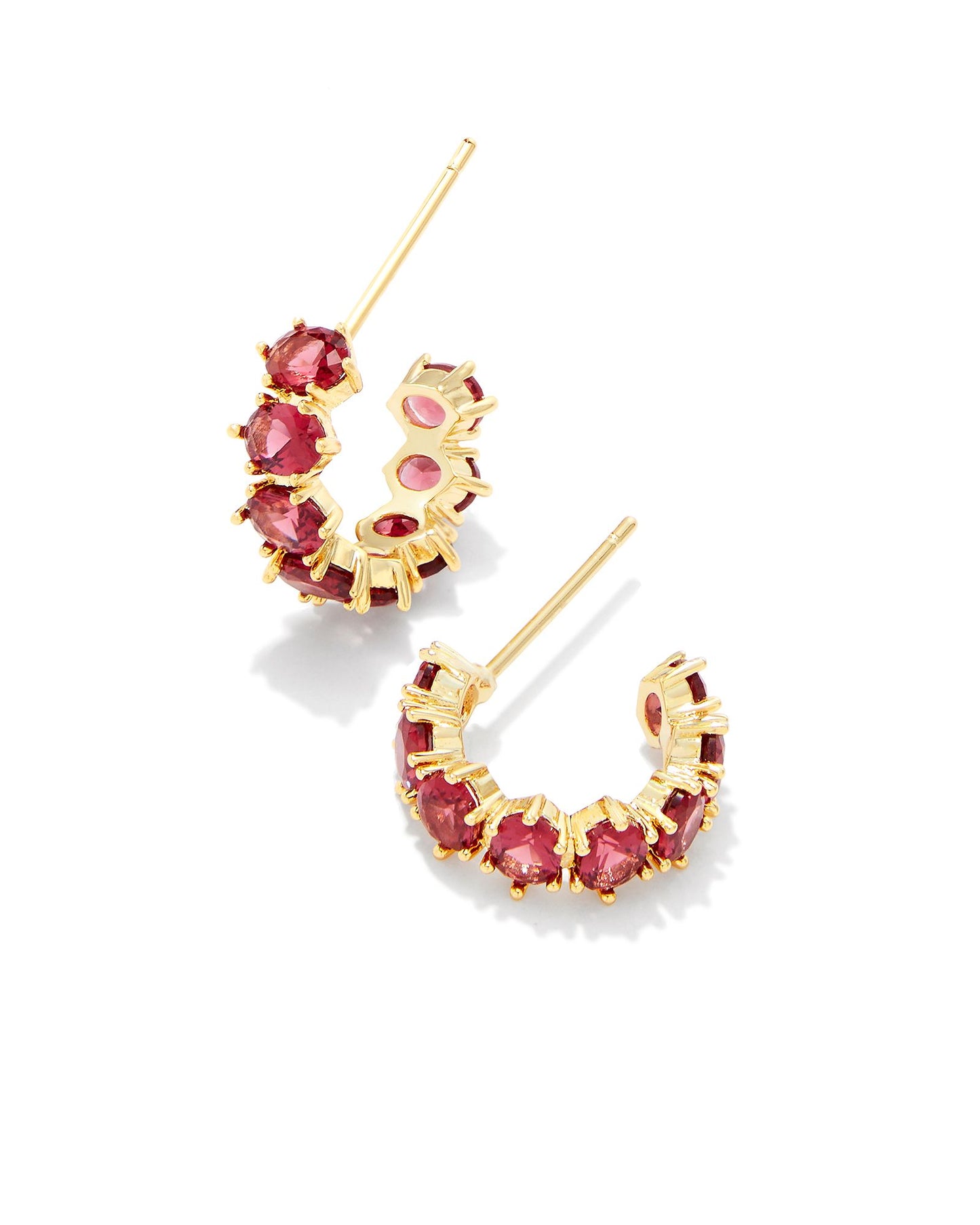 Cailin Crystal Huggie Earrings | Gold & Red Crystal