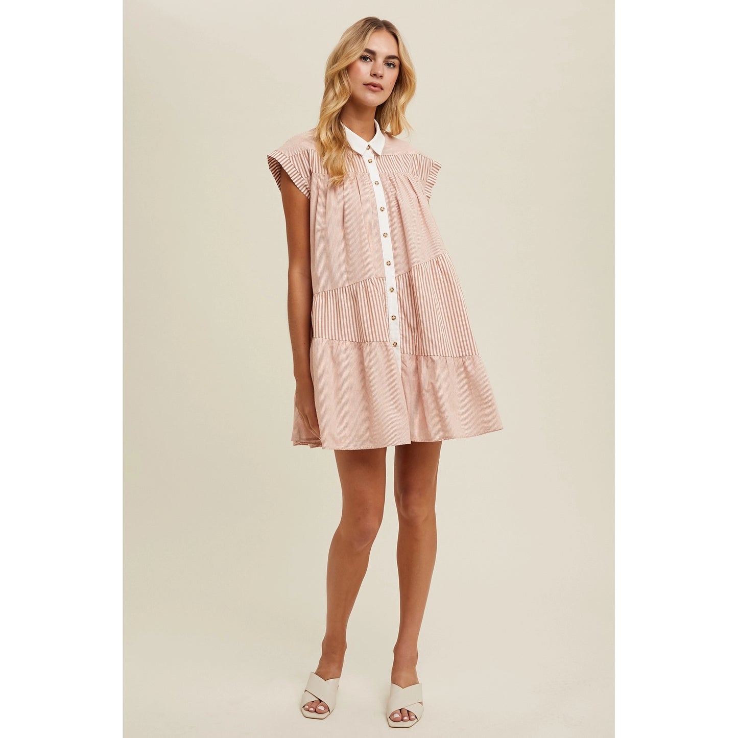 Multi Striped Button Up Mini Dress
