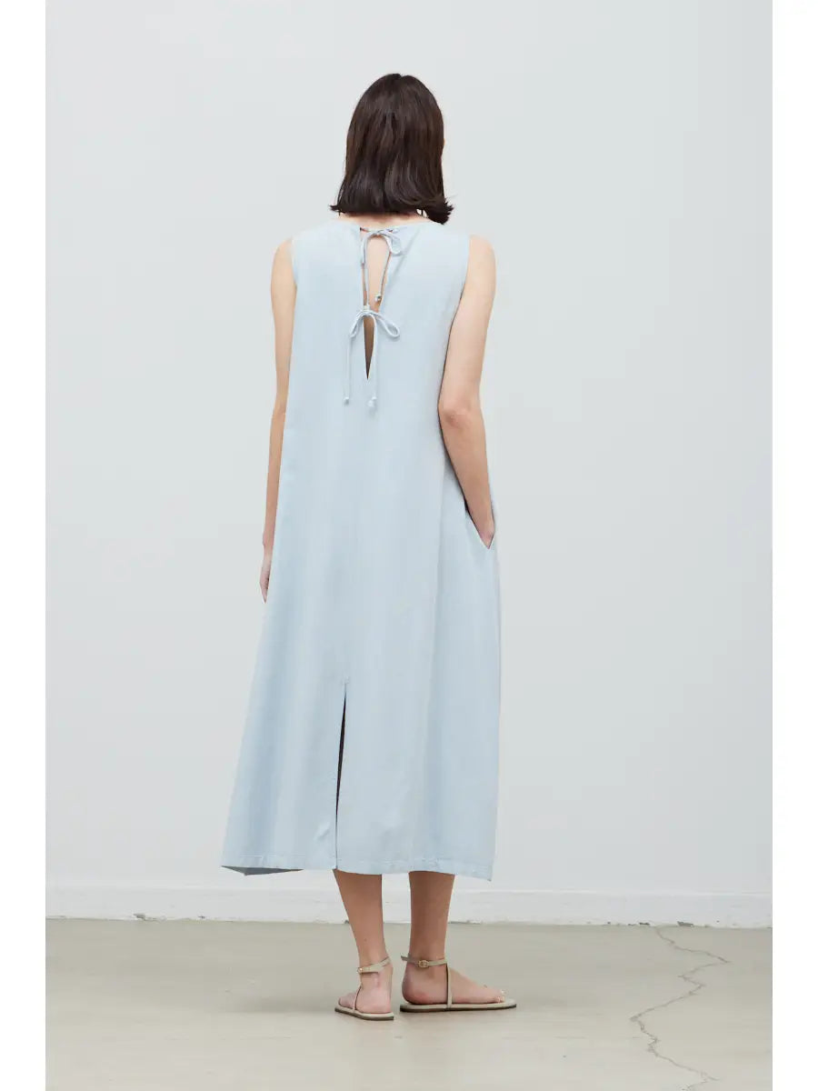 Washed Twill Tie Back Dress