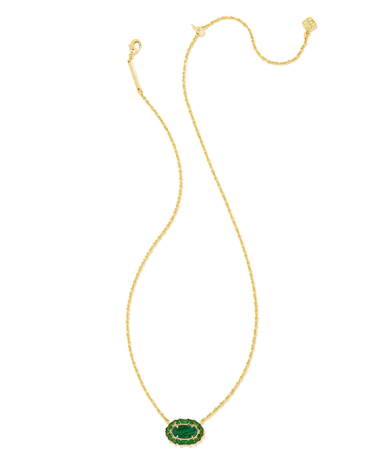 Elisa Crystal Framed Necklace | Gold Kelly Green Illusion