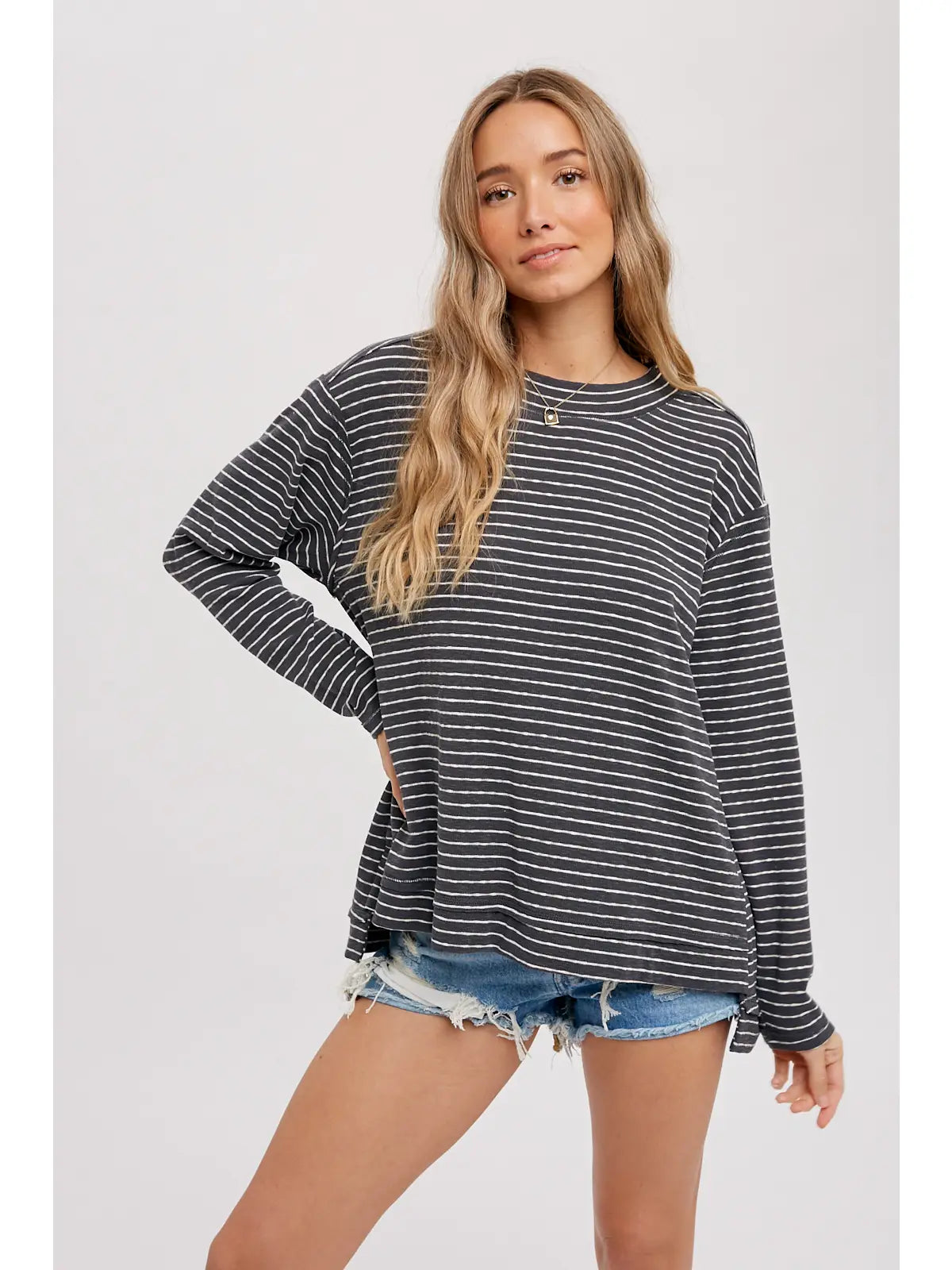 Crewneck Slouchy Stripe Top