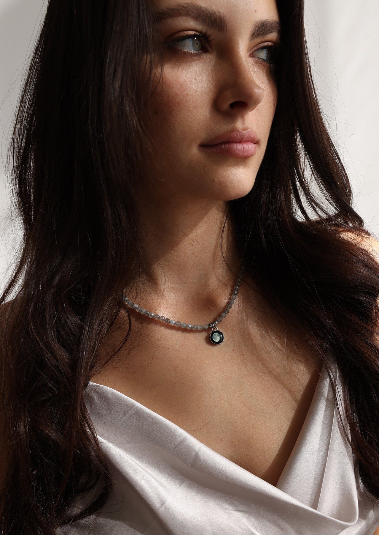 Bhavana Crystal Necklace | Gray Agate