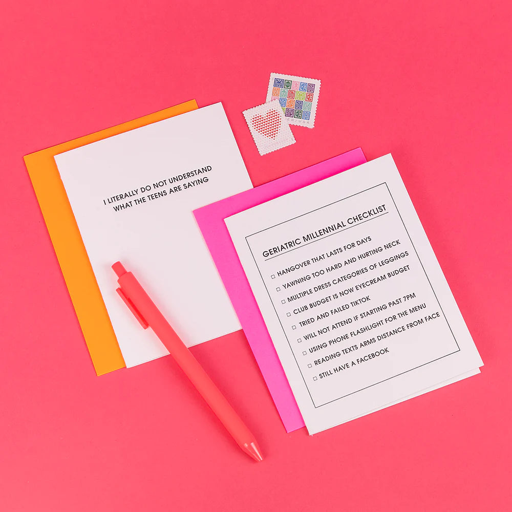 Geriatric Millennial Checklist Letterpress Card
