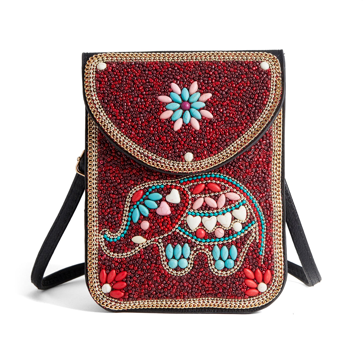 Artisan Beaded Crossbody | Red Elephant
