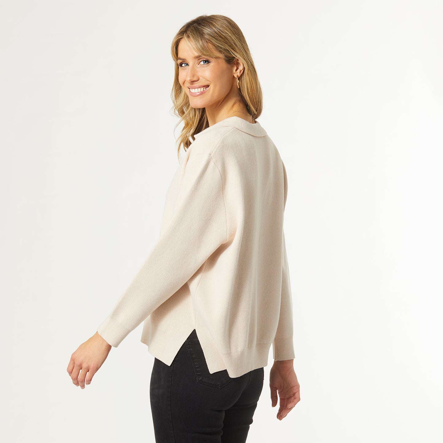 Eliza V-Neck Sweater with Collar