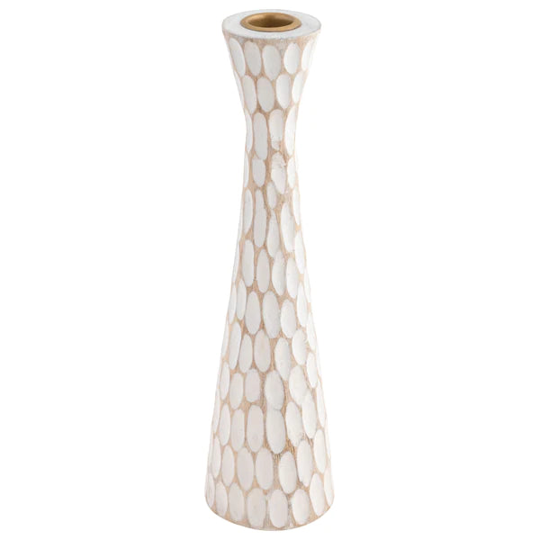 Whitewashed Hand Carved Candleholders | Large