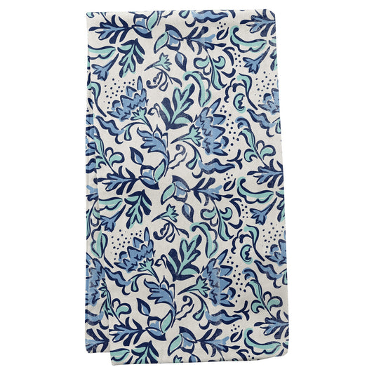 Linen Blend Tea Towel | Blue Botanical