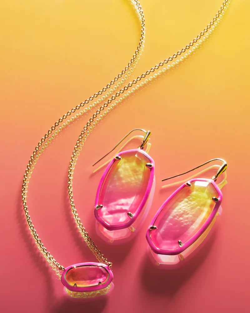 Elle Enamel Framed Earrings | Sunset Ombre Illusion
