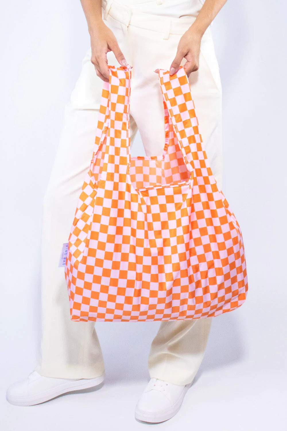 Medium Reusable Bag | Checkerboard | Pink & Orange