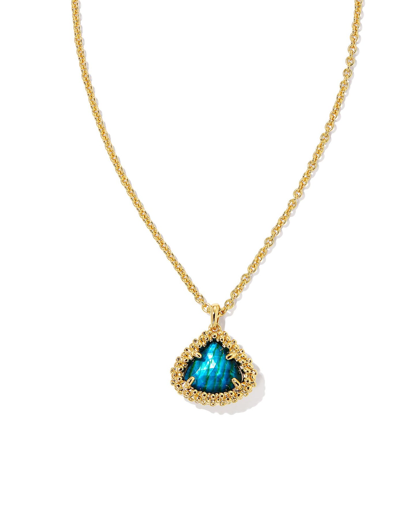 Framed Kendall Necklace | Gold Teal Abalone