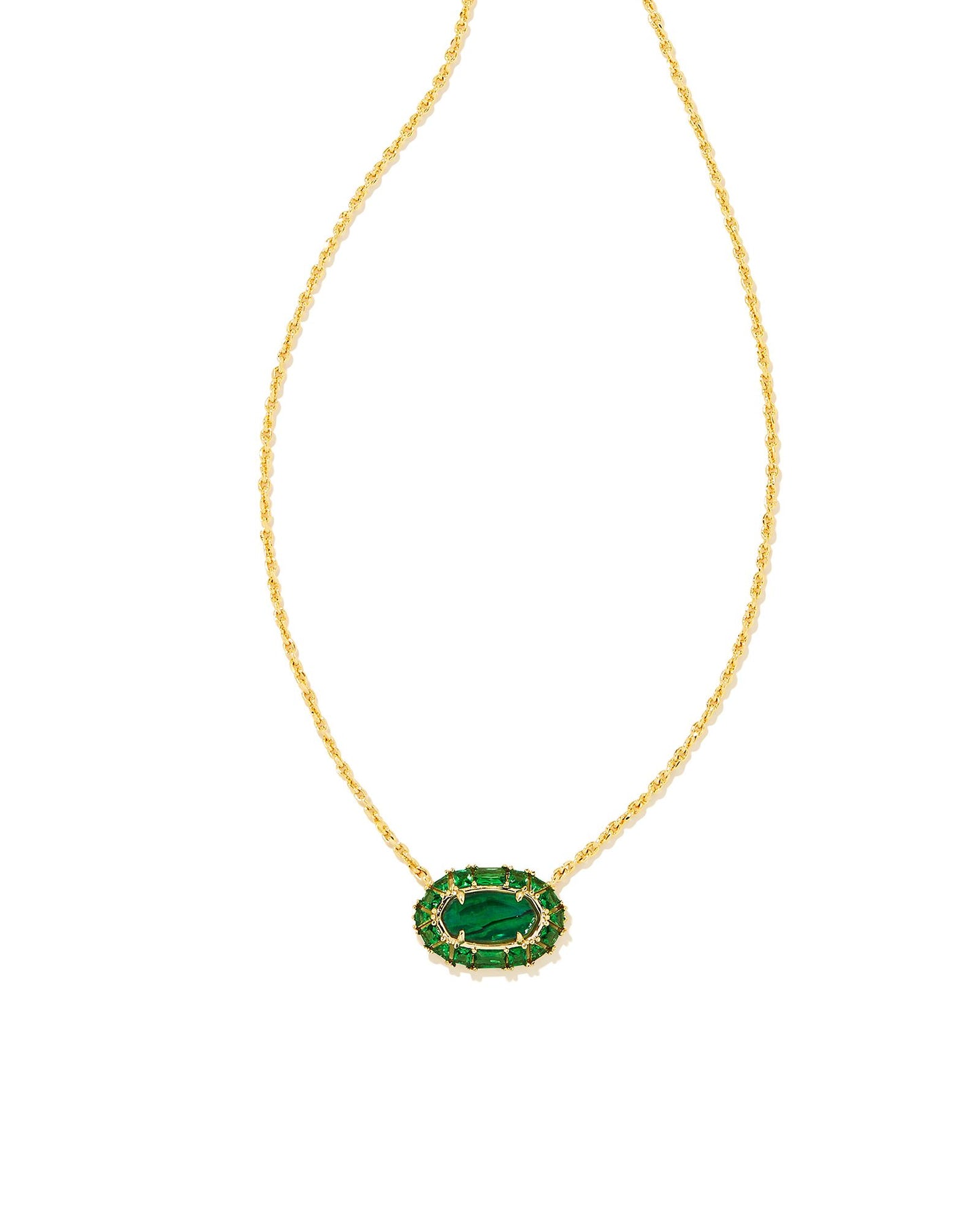 Elisa Crystal Framed Necklace | Gold Kelly Green Illusion