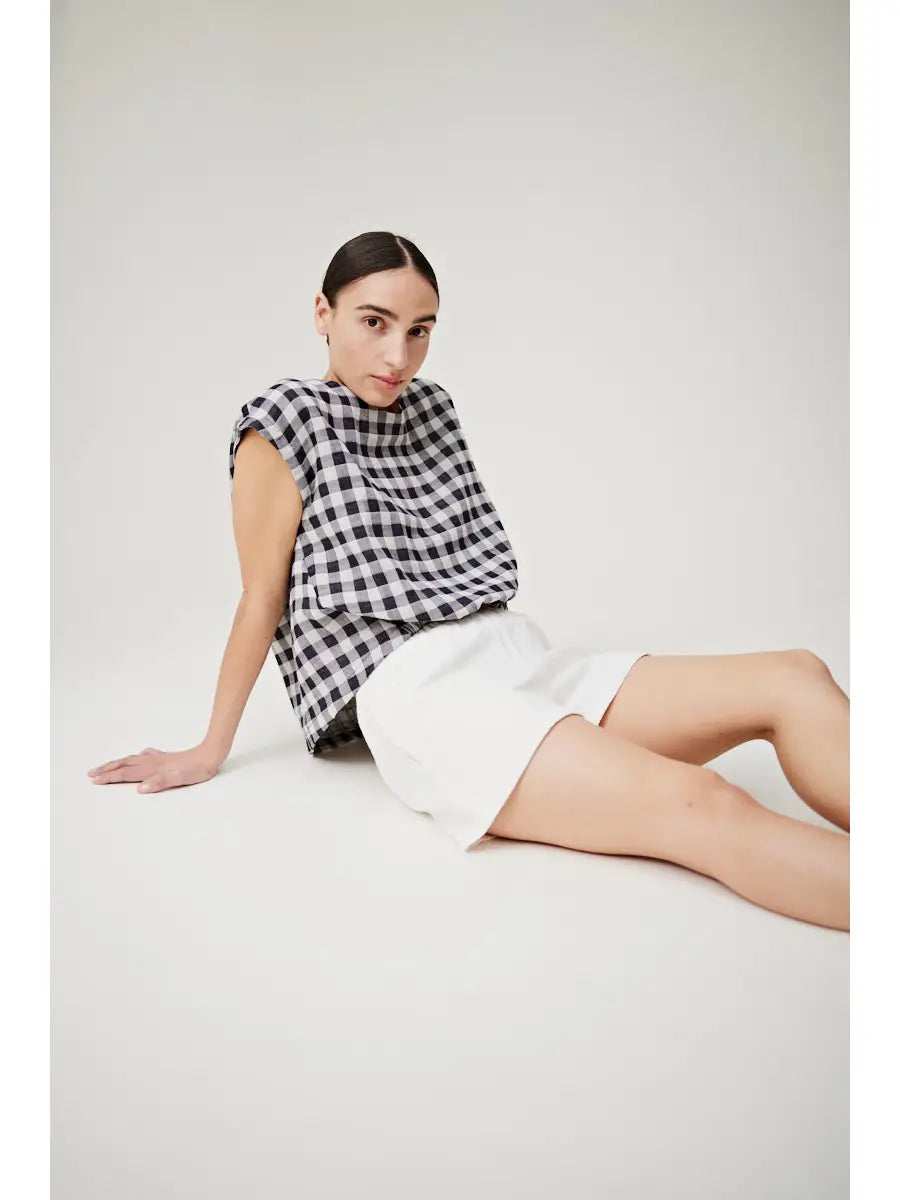 High Low Gingham Blouse