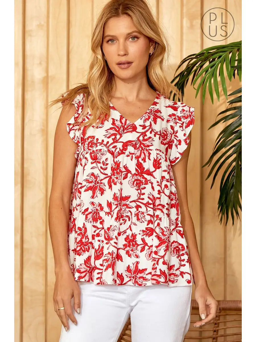 Plus | Tiered Woven Top