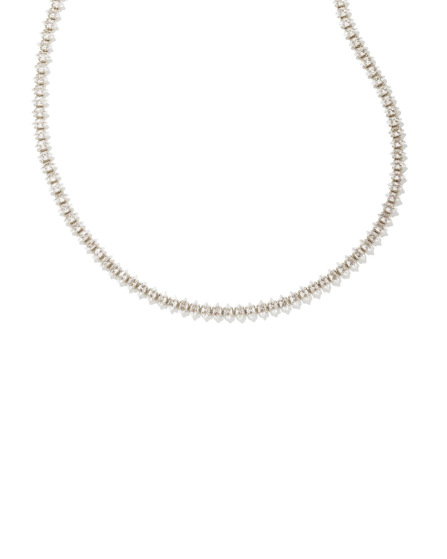 Larsan Tennis Necklace | Silver & White Crystal