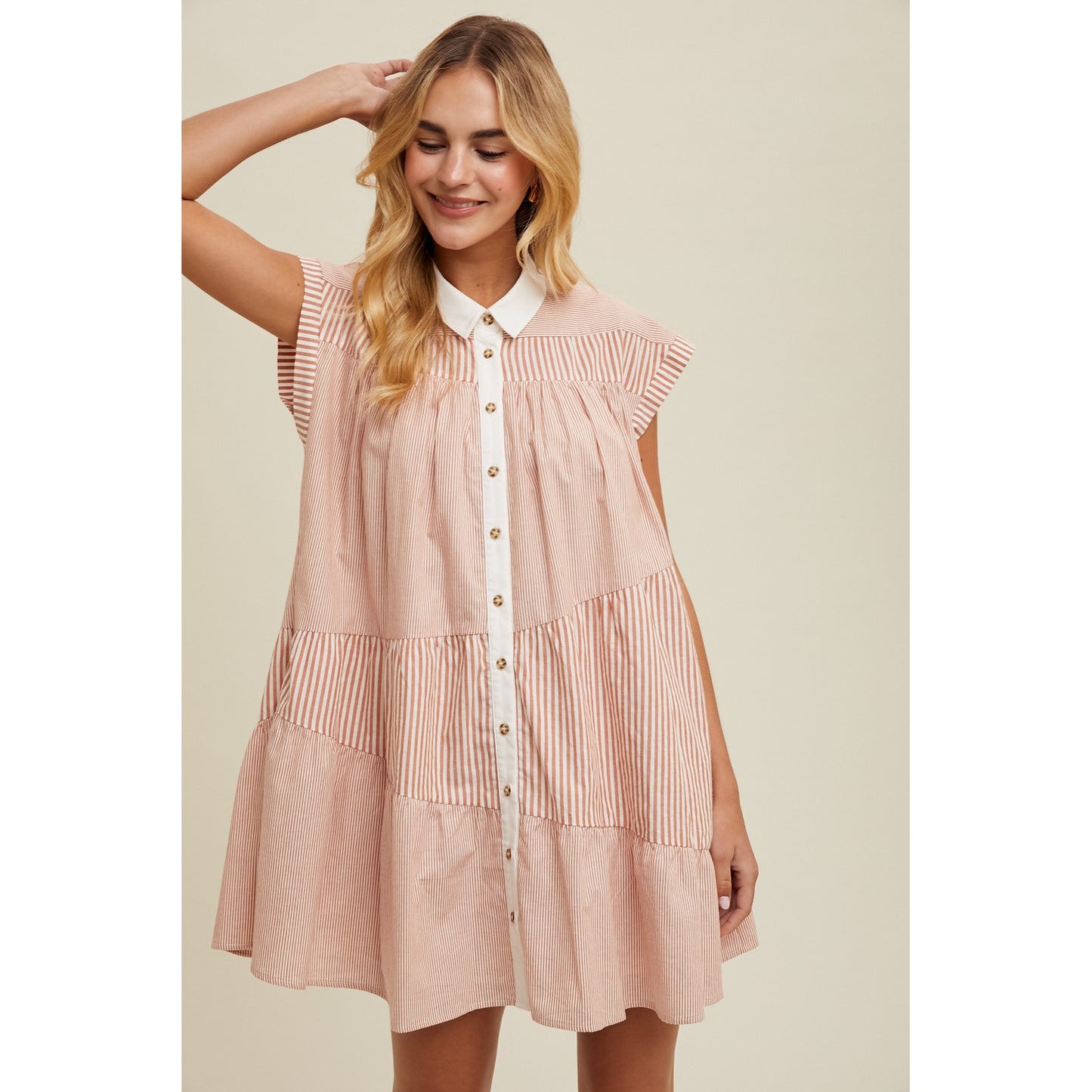 Multi Striped Button Up Mini Dress