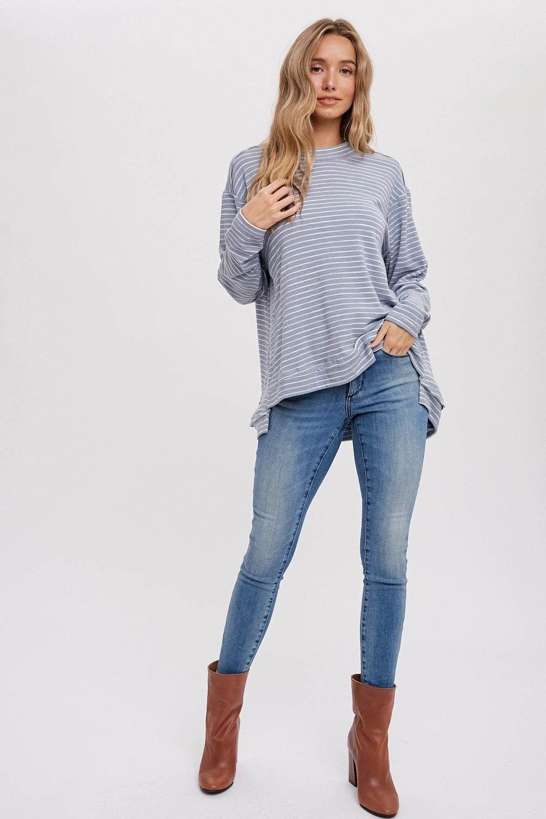 Crewneck Slouchy Stripe Top