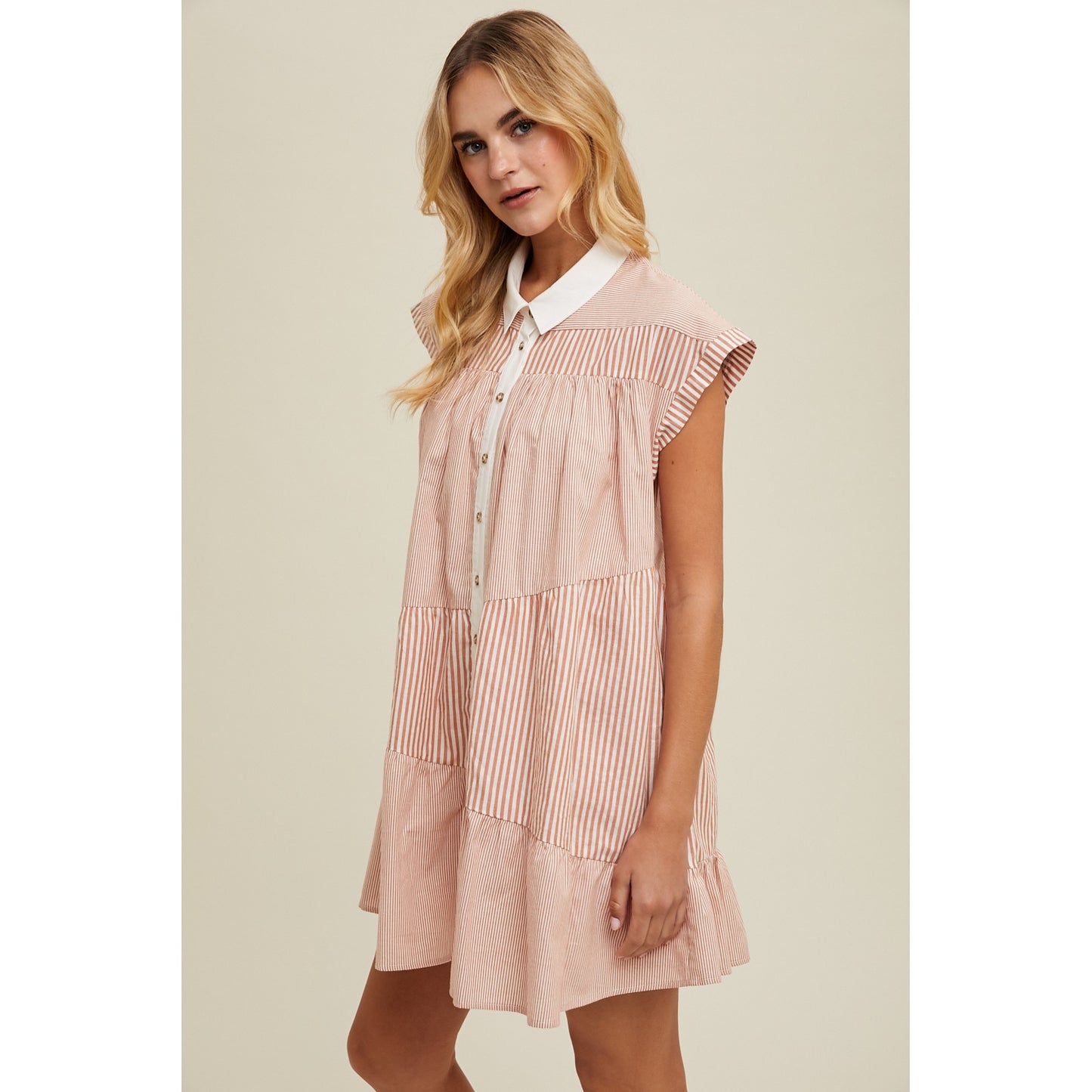 Multi Striped Button Up Mini Dress