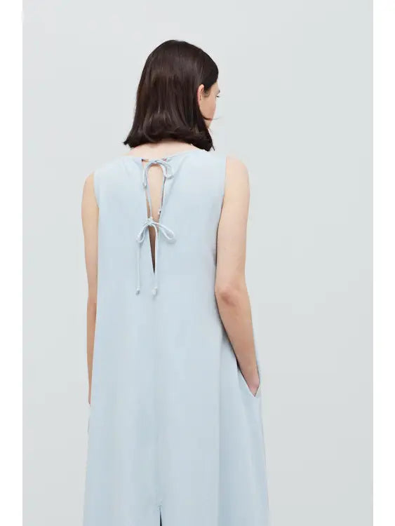 Washed Twill Tie Back Dress