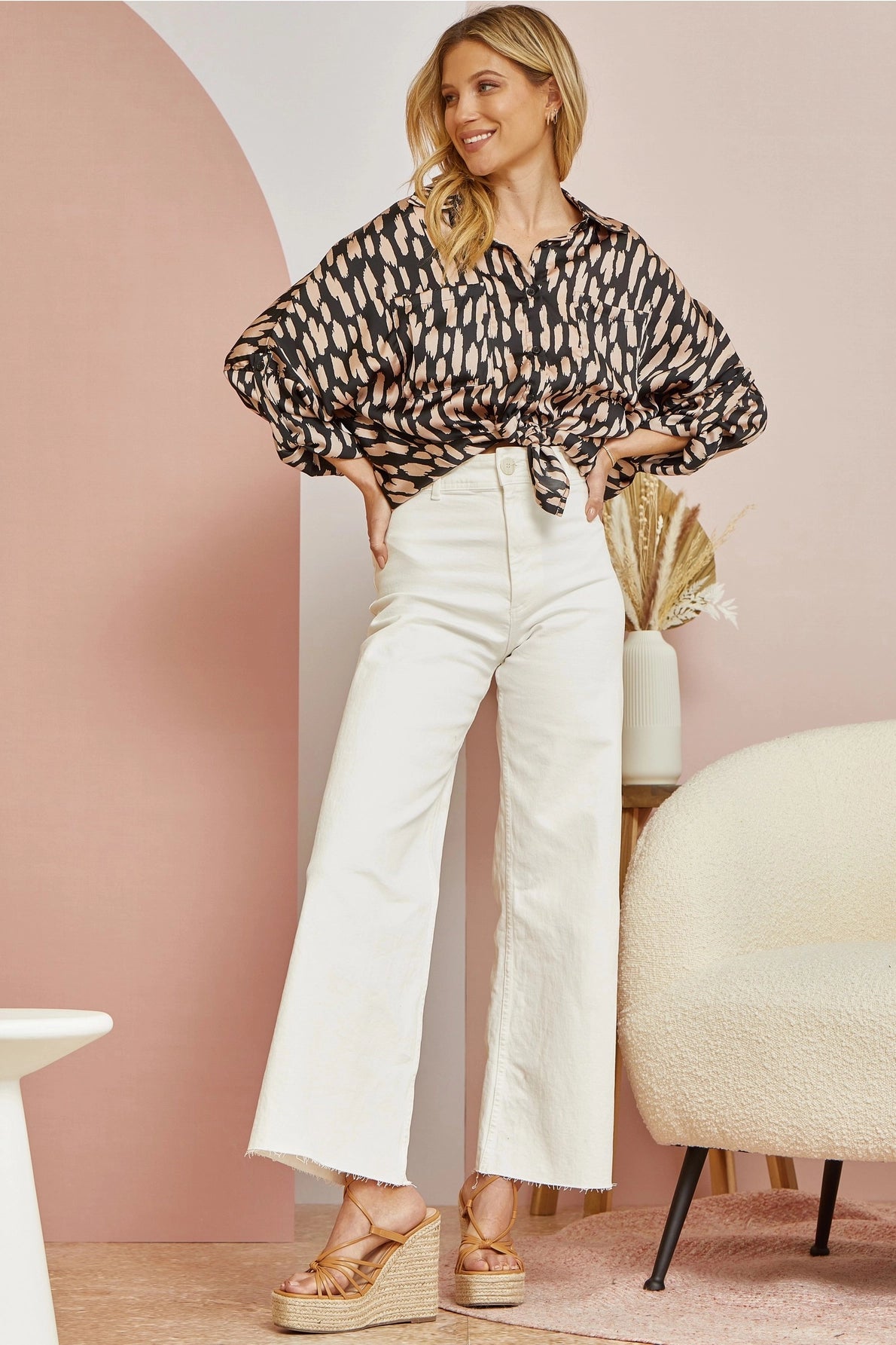Oversized Printed Tunic Top