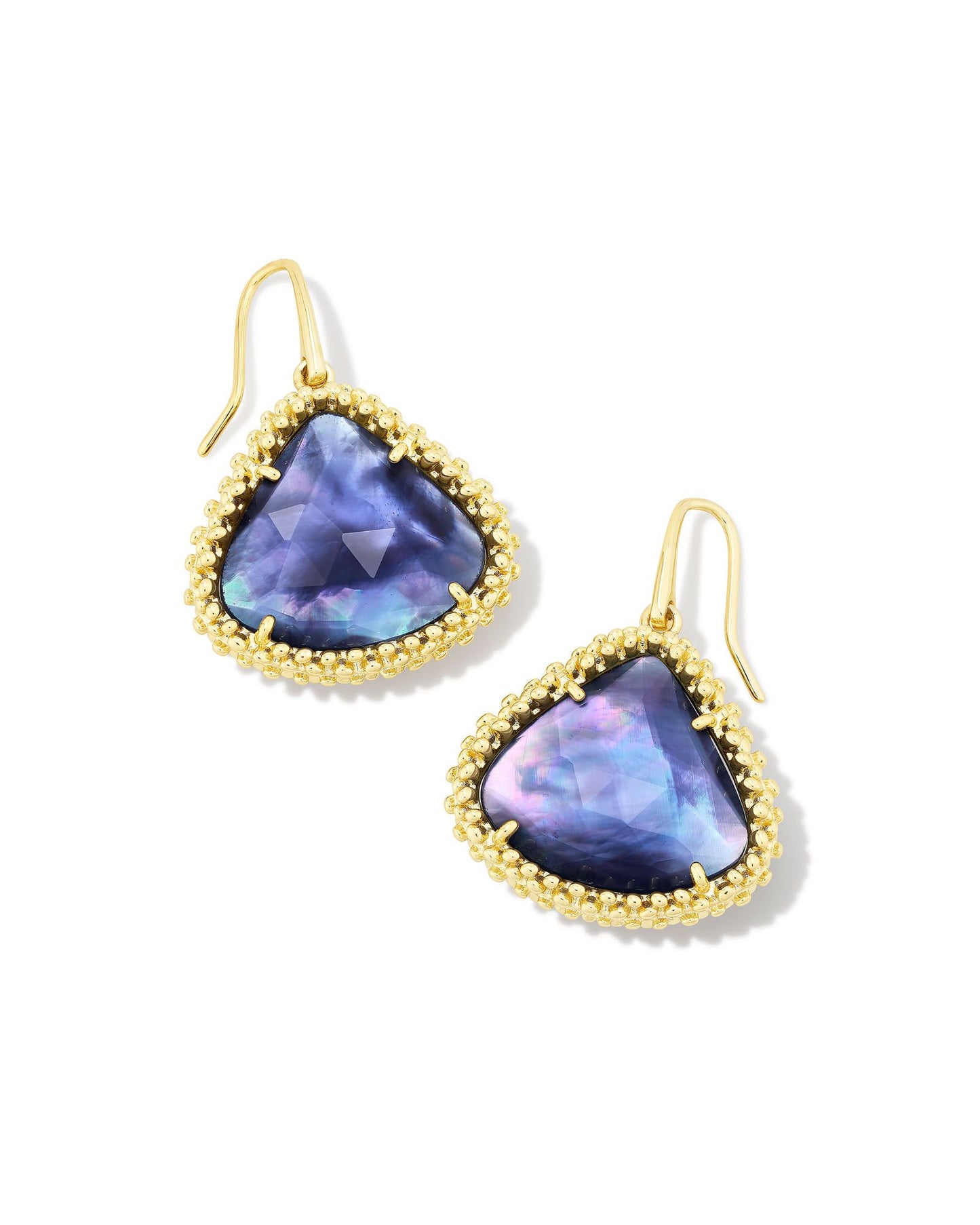 Framed Kendall Large Drop Earrings | Gold Dark Lavender Illusion