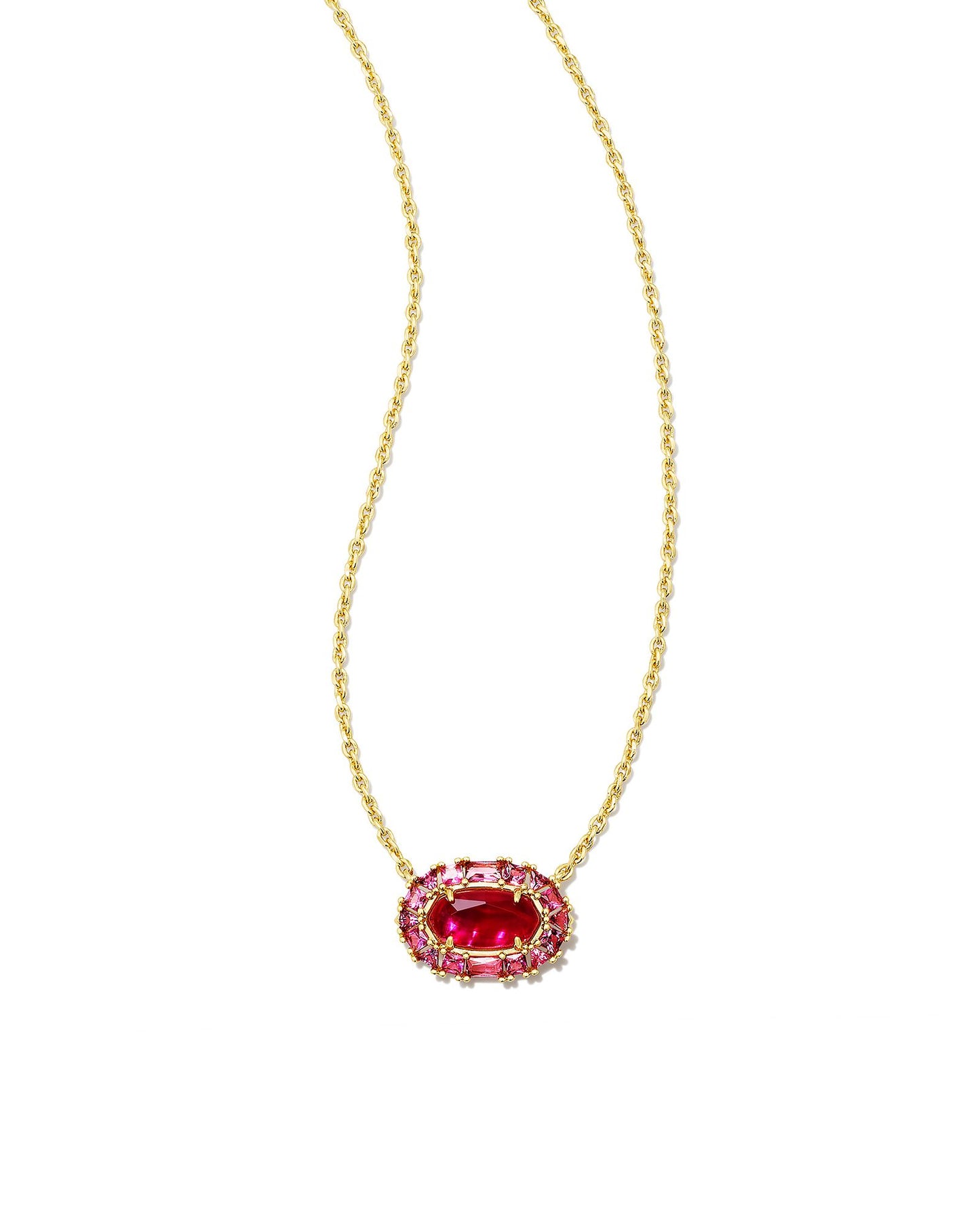 Elisa Crystal Framed Necklace | Gold Raspberry Illusion