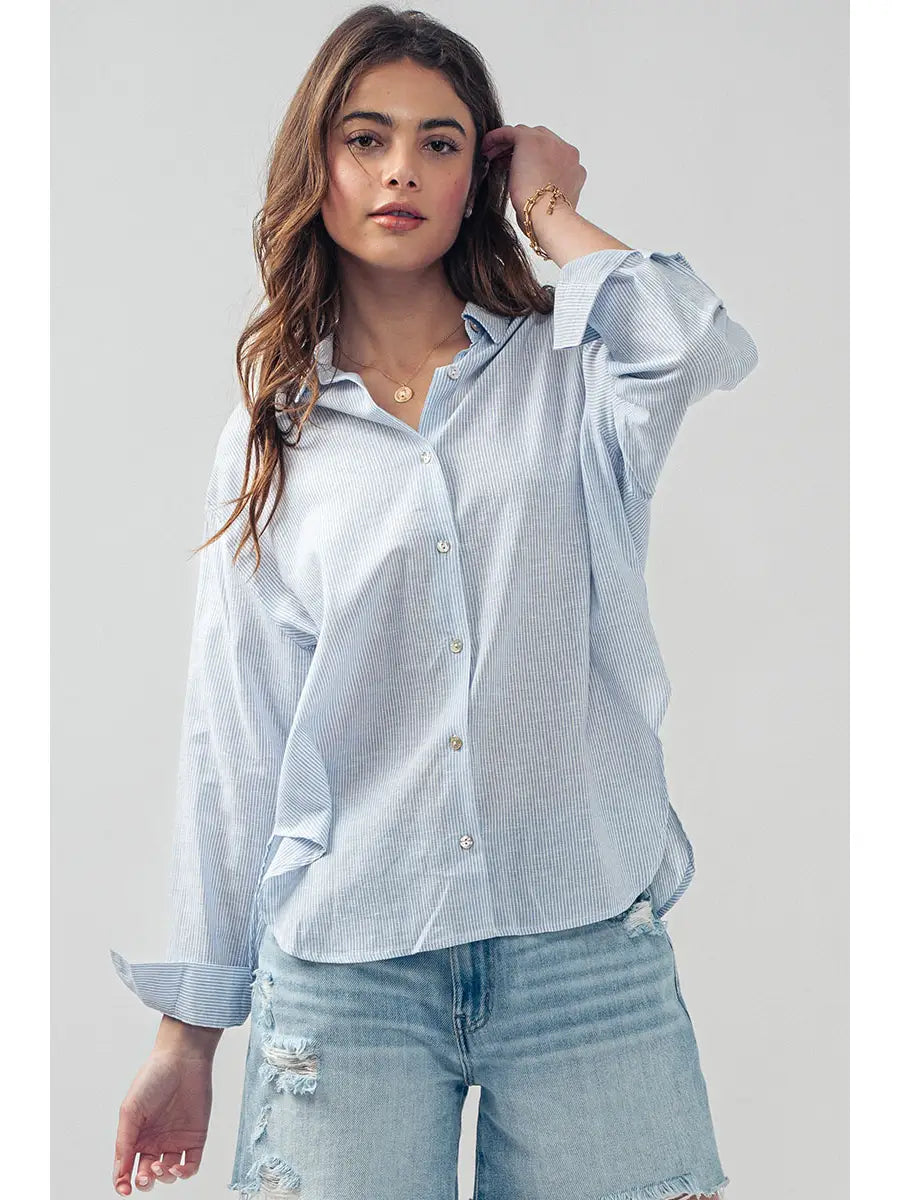 Lightweight Pinstripe Button Down Shirt