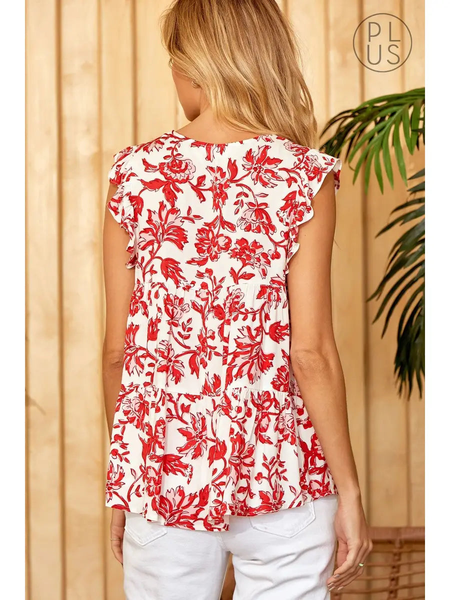Plus | Tiered Woven Top