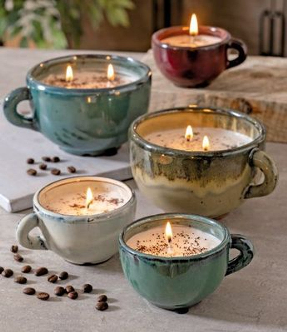 Stoneware Coffee Cup Candles Large Brown Cup - Dirty Hot Chocolate