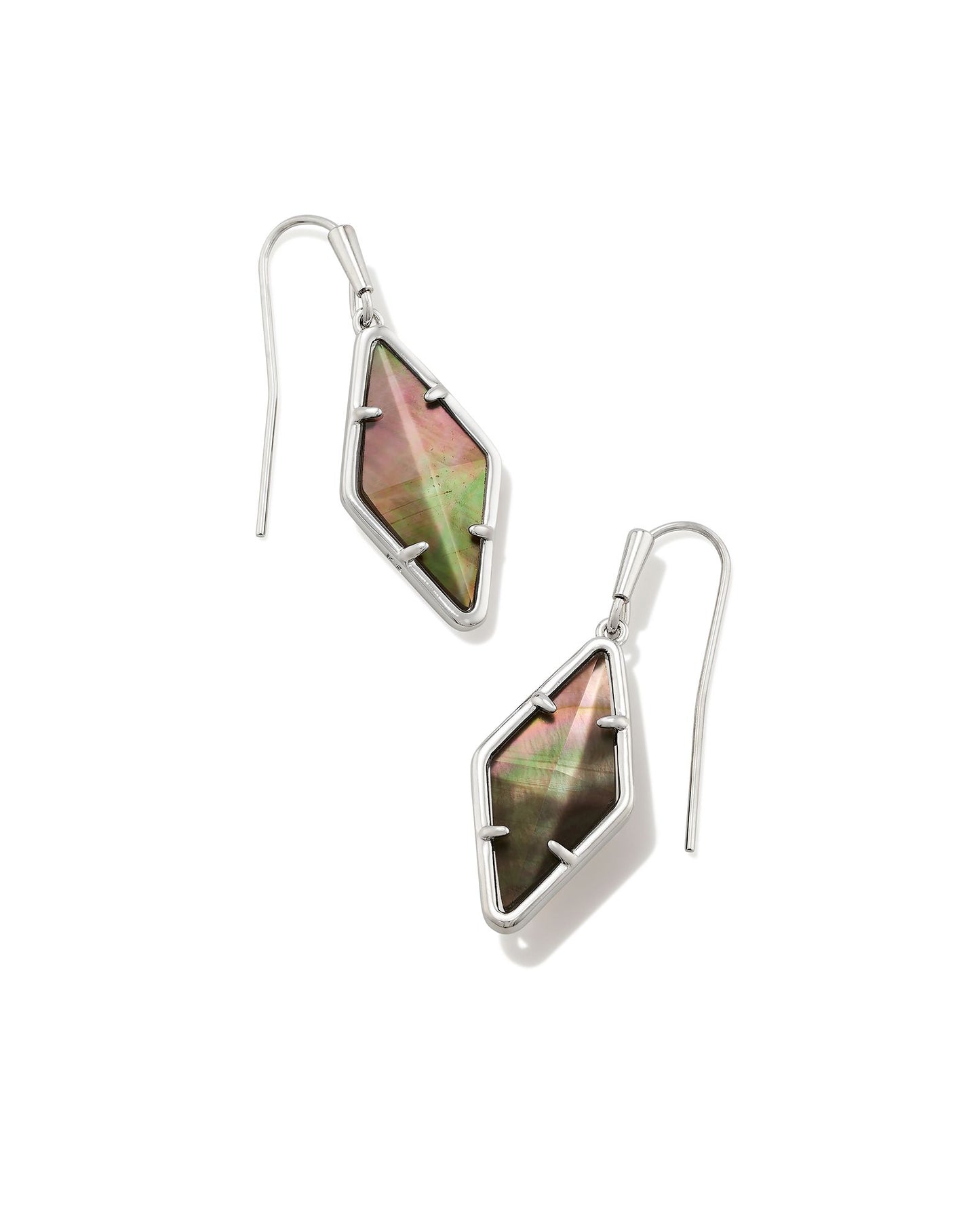 Kinsley Drop Earring | Silver & Black Mother-of-Pearl