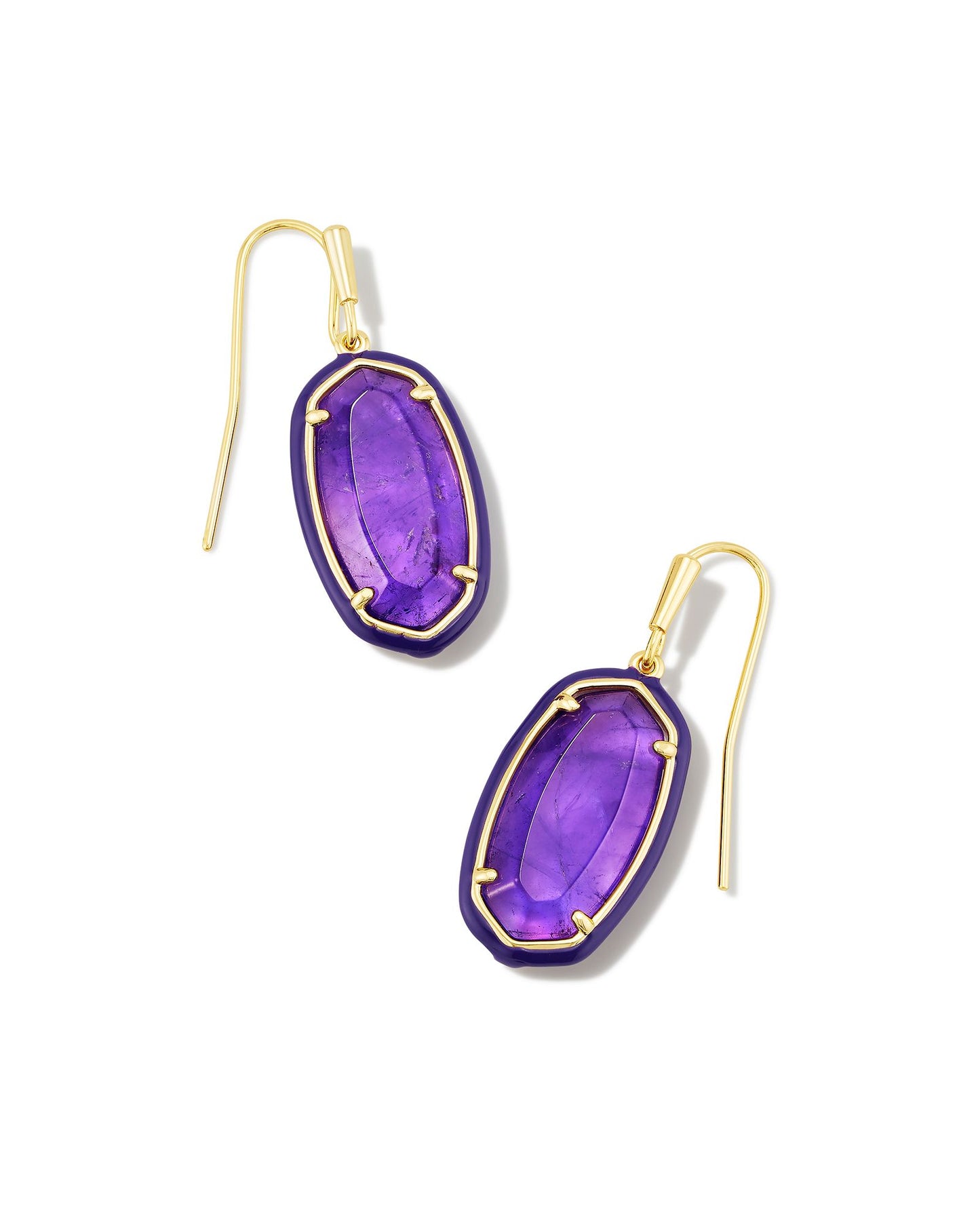 Dani Enamel Frame Earrings | Gold & Amethyst
