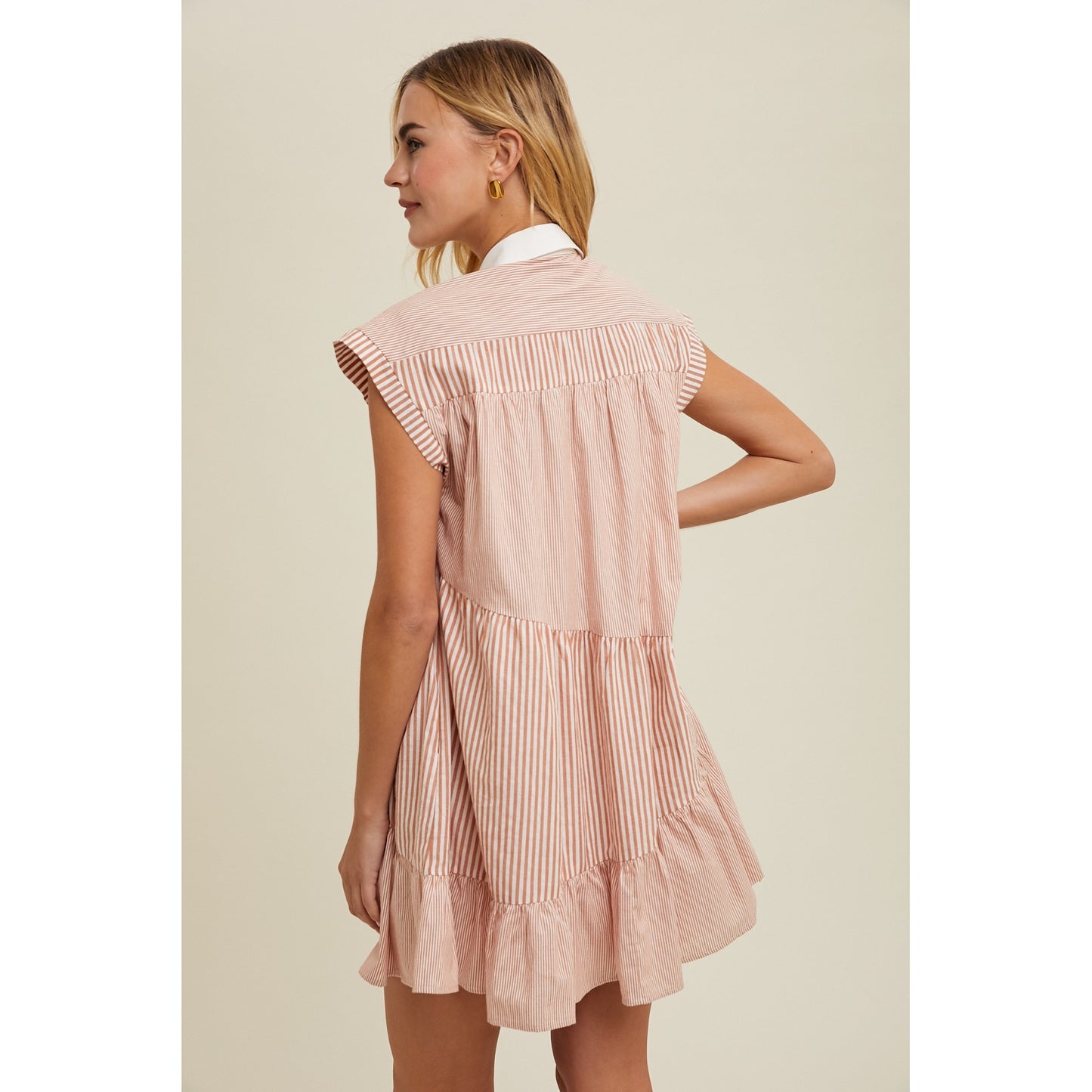 Multi Striped Button Up Mini Dress