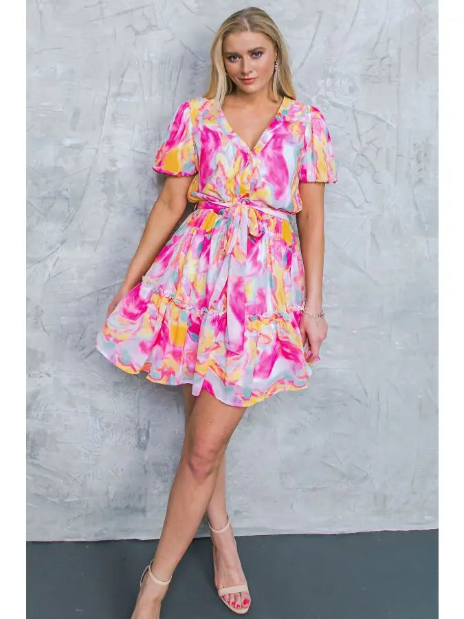 Tie Dye Woven Mini Dress