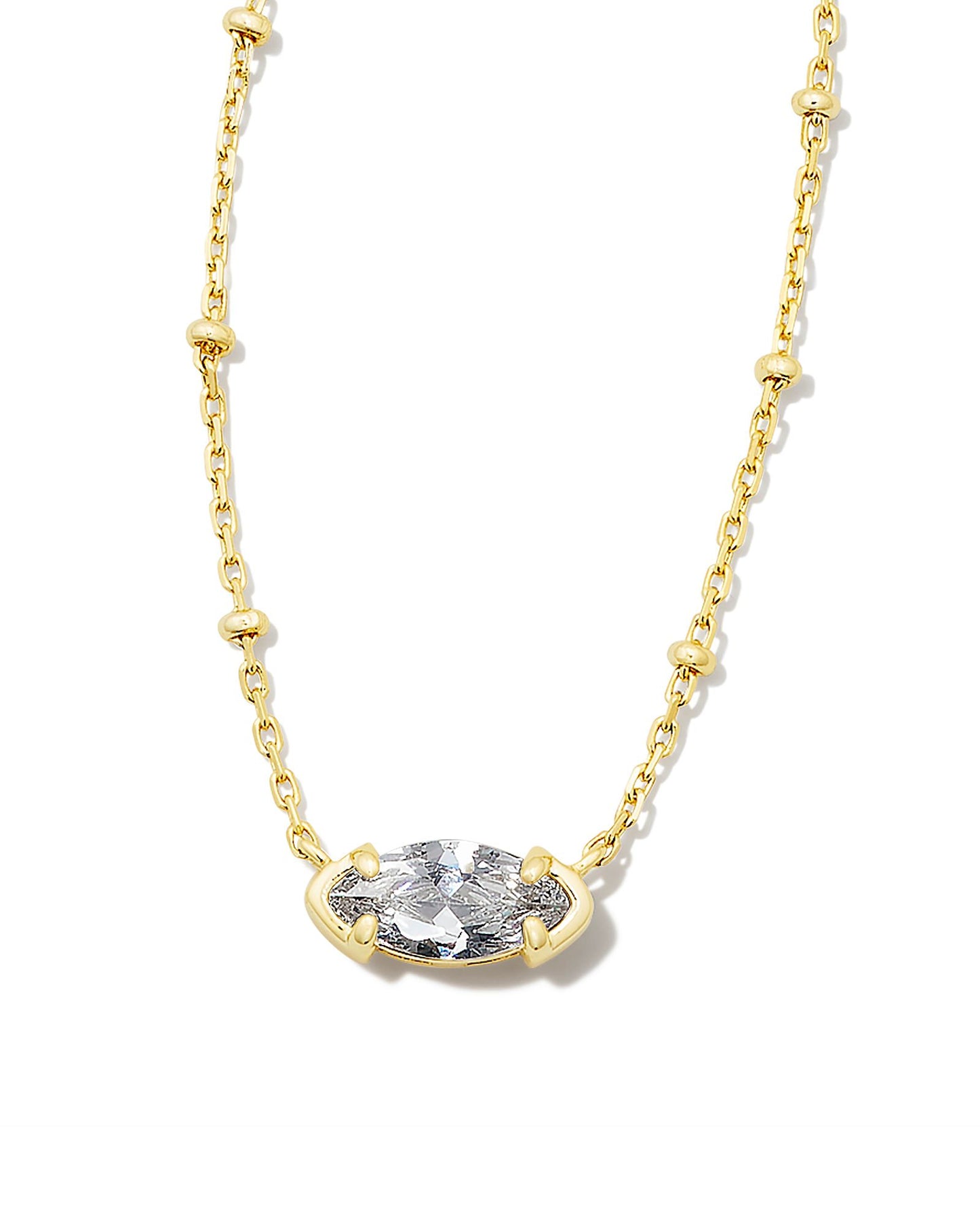 Genevieve Gold Satellite Necklace | White Crystal