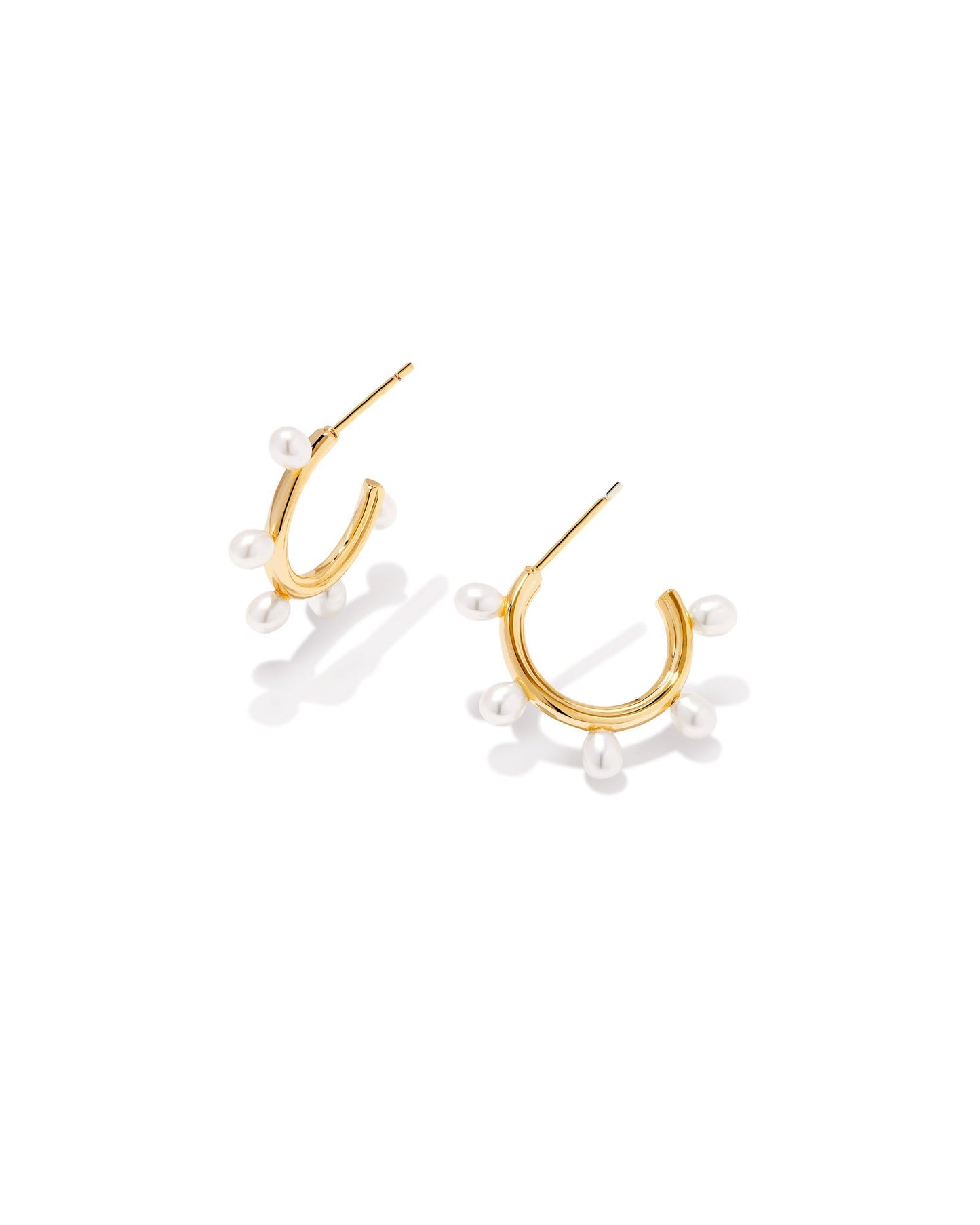 Leighton Pearl Huggie Hoop Earrings | Gold