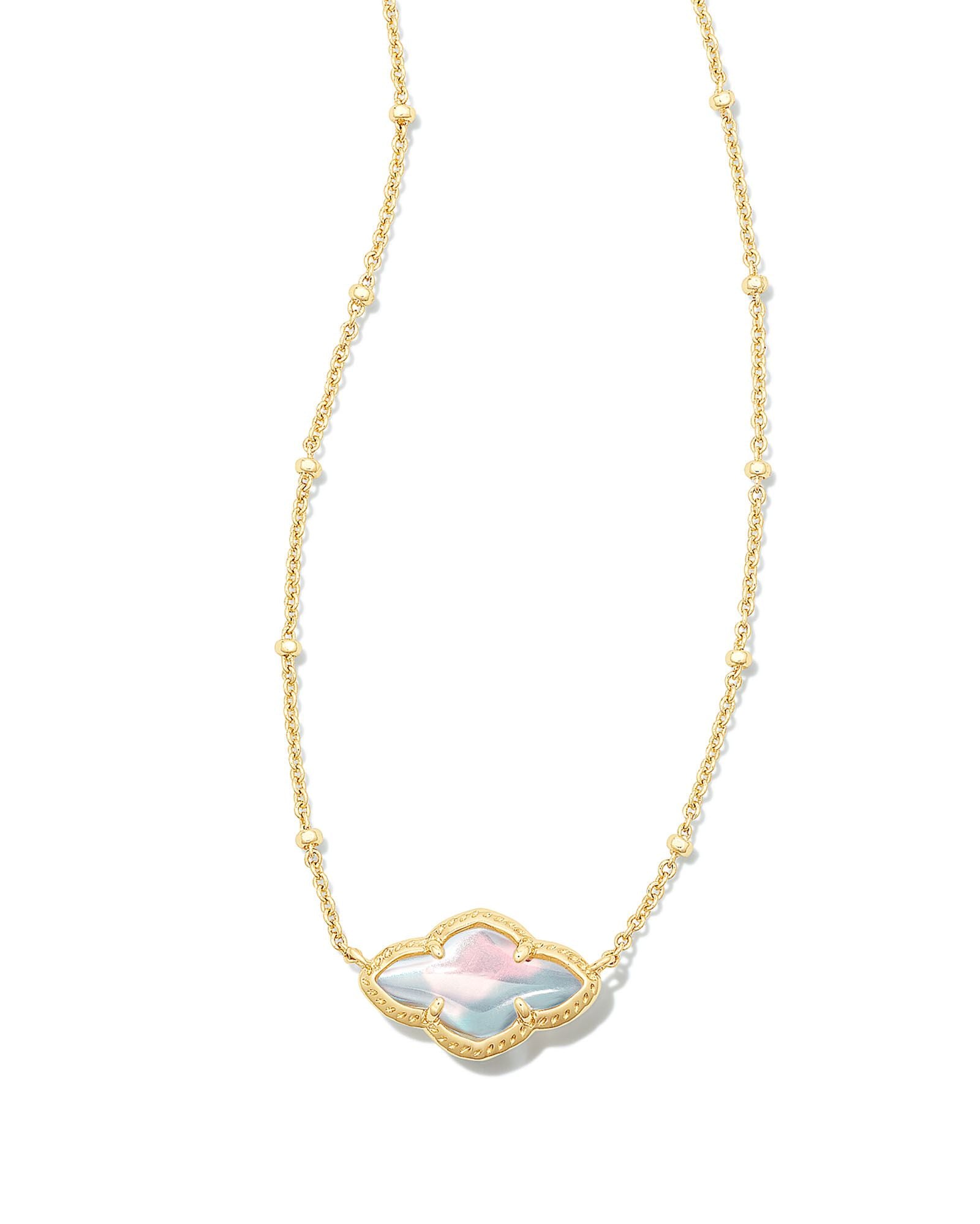 Elisa Gold Pendant Necklace in Dichroic Glass