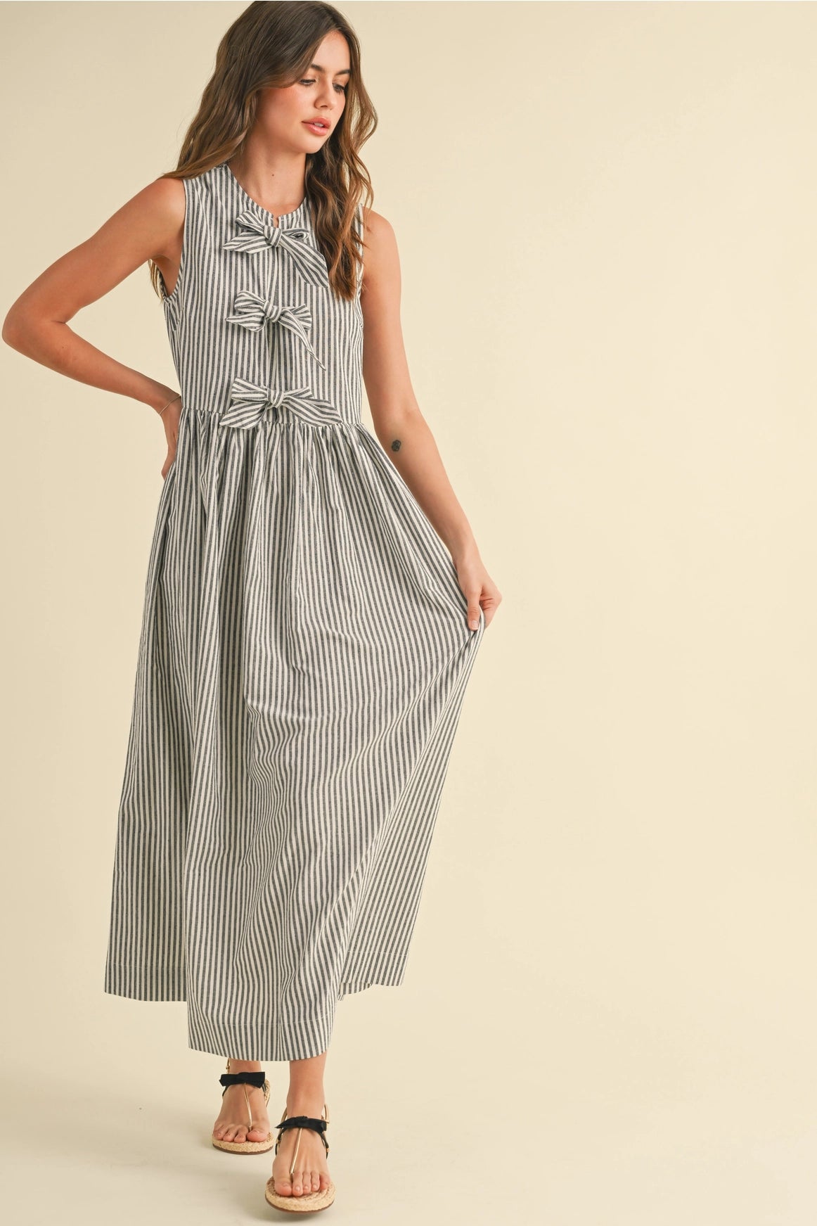 Tie Front Dress With Bow