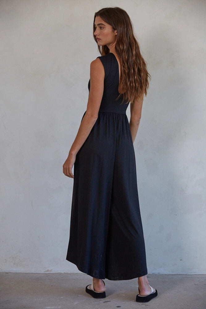 Sleeveless Open Back Wide Leg Jumpsuit