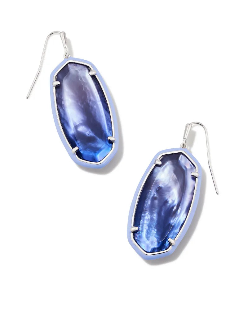 Elle Enamel Framed Earrings | Silver & Dark Lavender Ombre Illusion