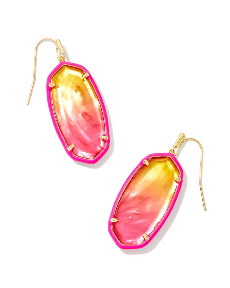 Elle Enamel Framed Earrings | Sunset Ombre Illusion