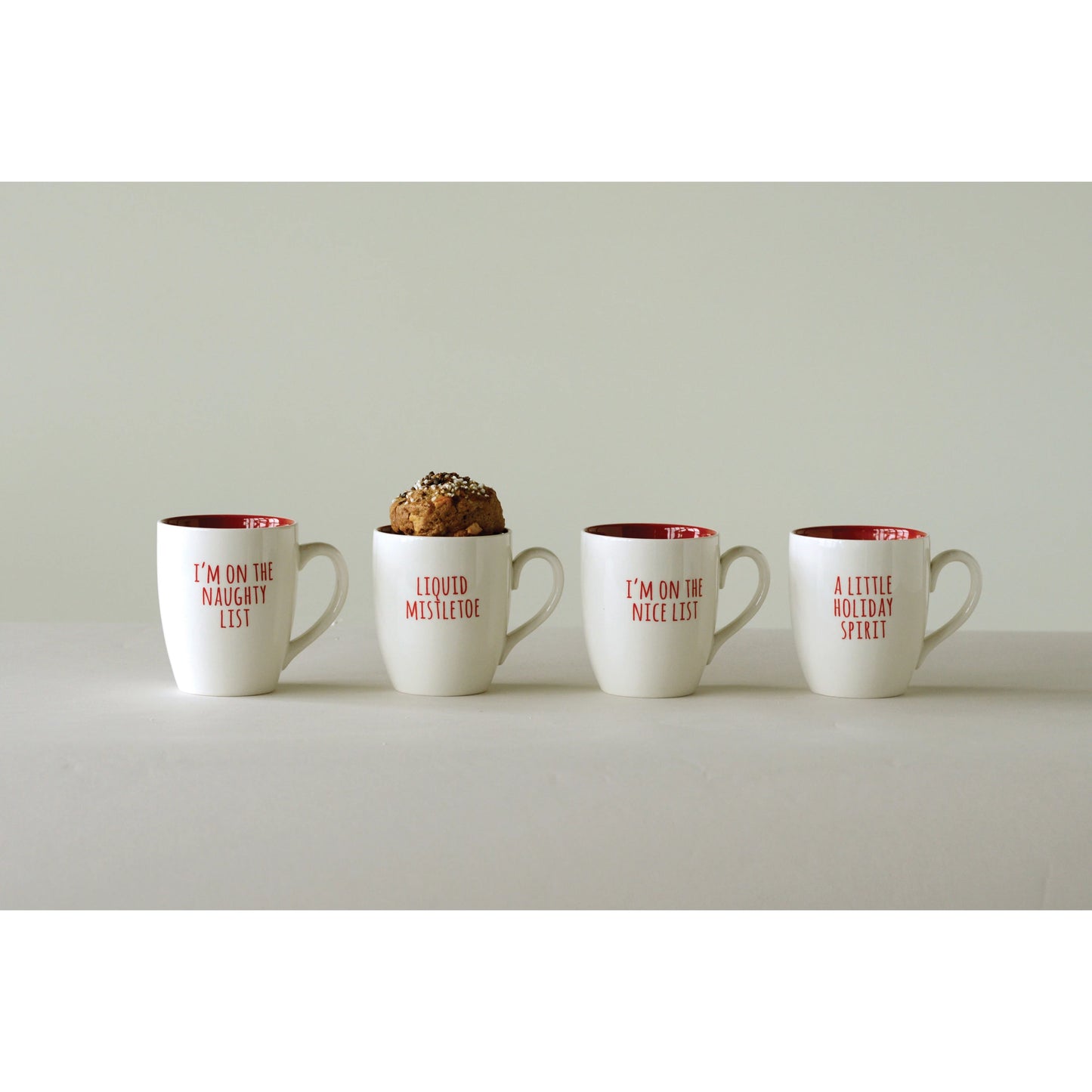 Stoneware Mug with Christmas Phrase