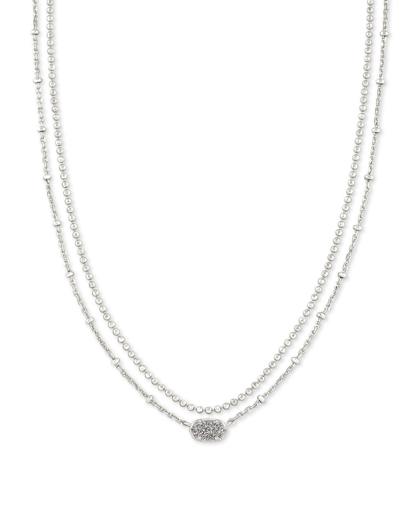 Emilie Silver Multi Strand Necklace In Platinum Drusy