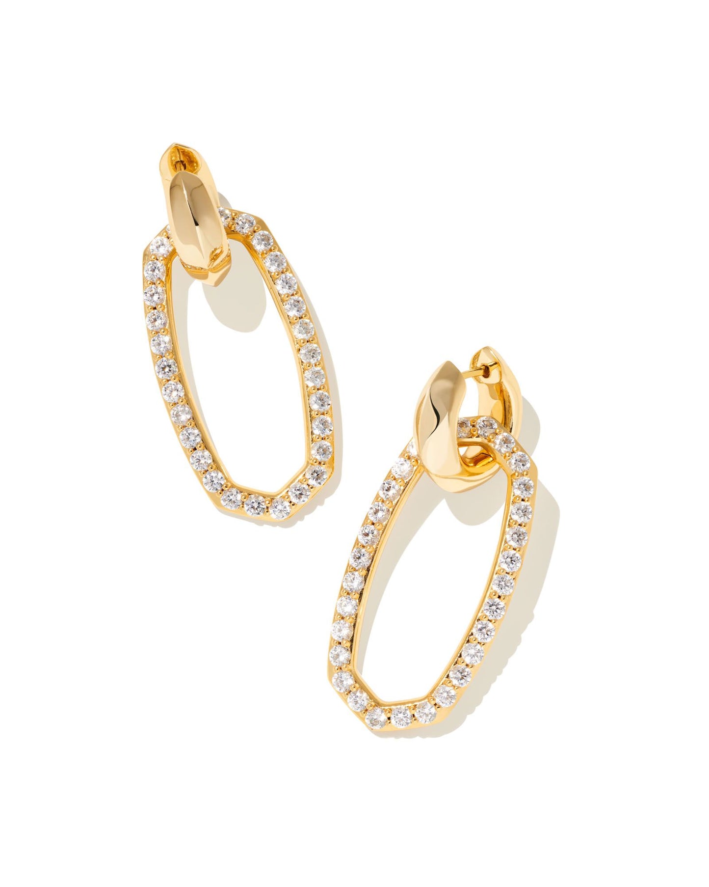 Danielle Link Earrings | Gold & White Crystal