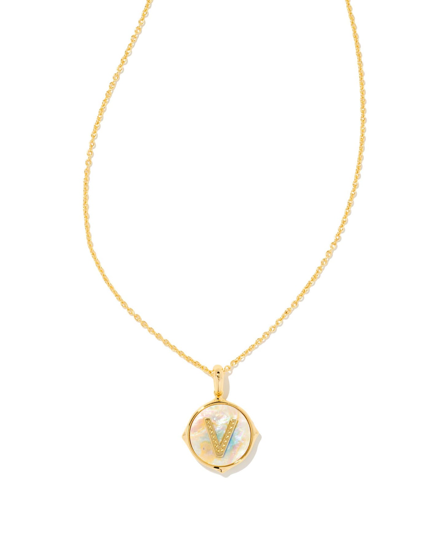 Letter Disc Necklace | Gold & Iridescent Abalone