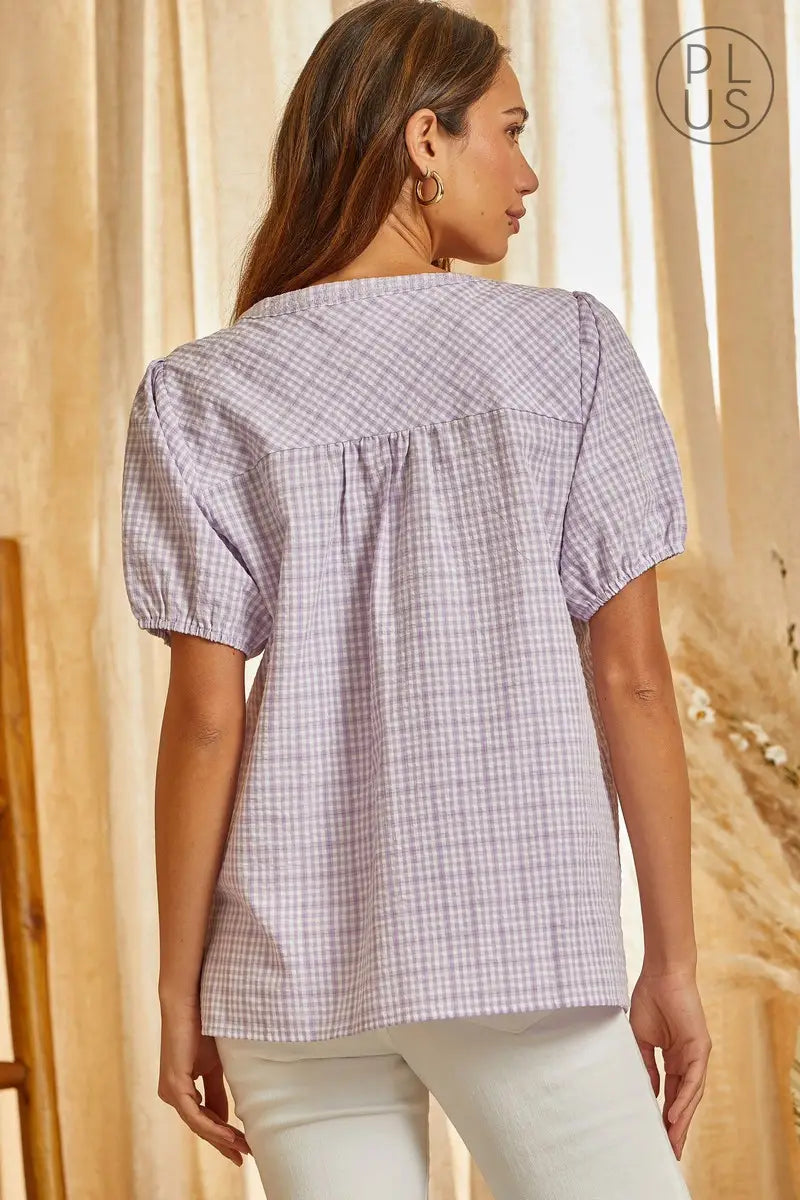 Plus | Gingham Woven Top