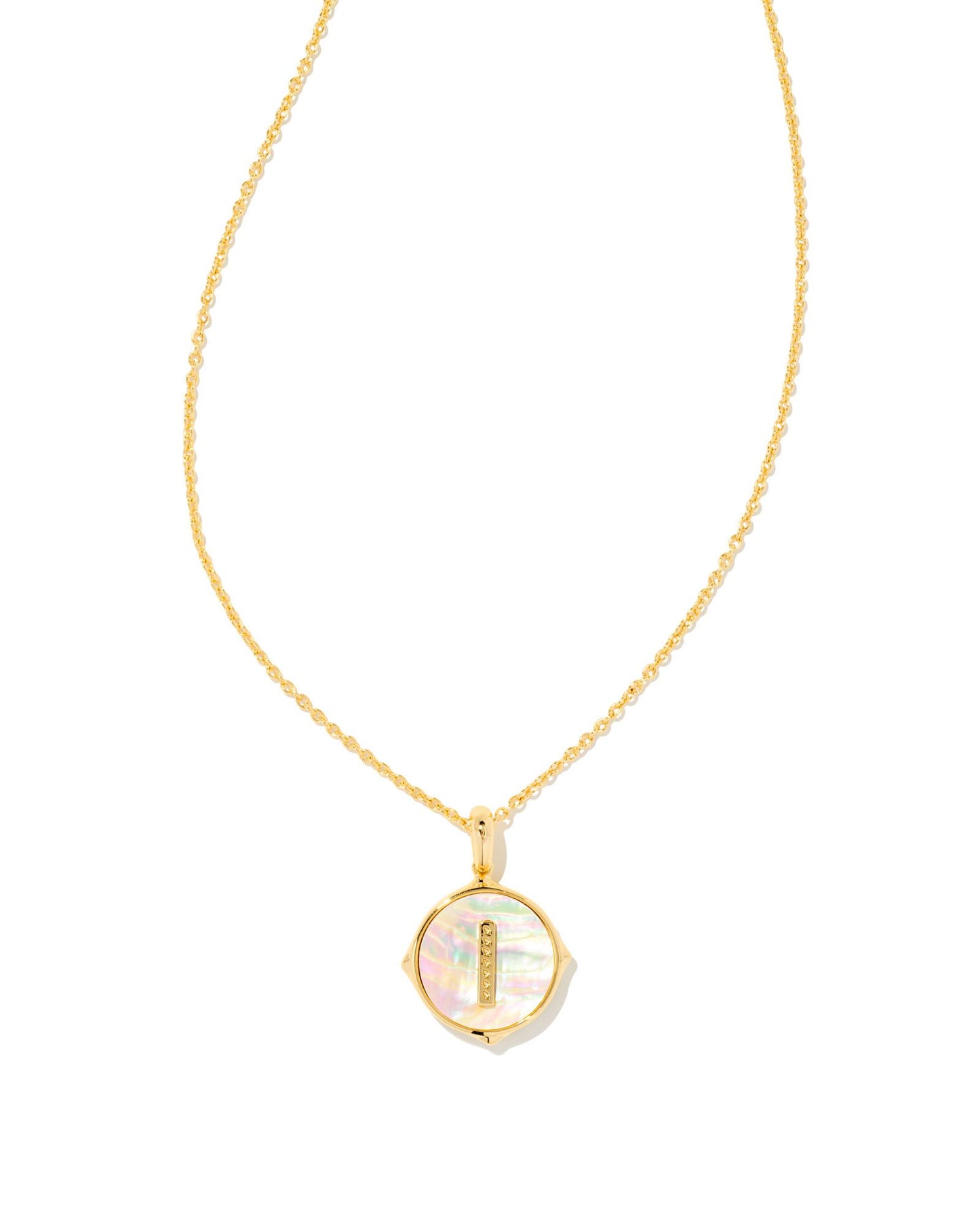 Letter Disc Necklace | Gold & Iridescent Abalone