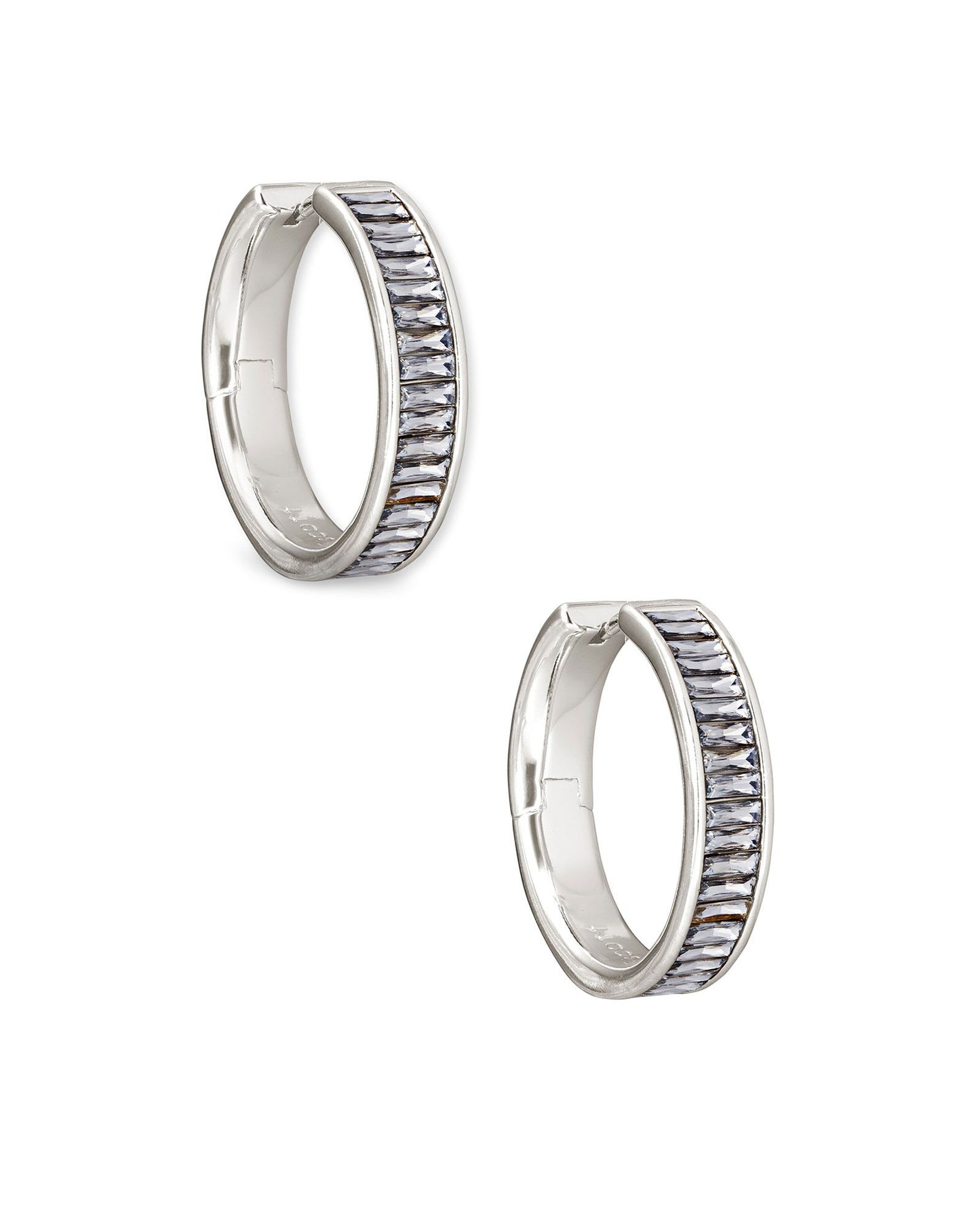 Jack Silver Hoop Earrings In Charcoal Gray Crystal